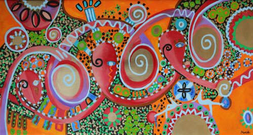 Dancing Egos by Maria Moretti, Painting for Sale on Singulart