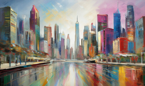Manhattan - city scape von Maria Moretti, Malerei kaufen auf Singulart
