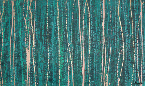 Jungle stripes - Gemälde grün van Maria Moretti, Schilderij te koop op Singulart