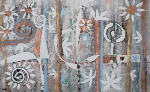 Flattery - Shabby  flower painting van Maria Moretti, Schilderij te koop op Singulart