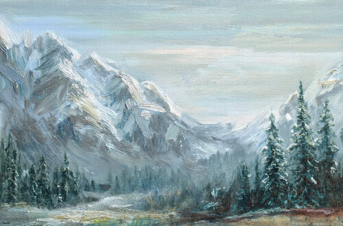 early morning mountains - Landschaft by Maria Moretti, Painting for Sale on Singulart