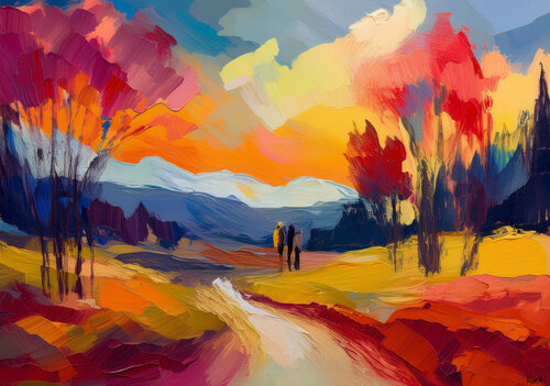sunday walk - landscape by Maria Moretti, 絵画 for Sale on Singulart