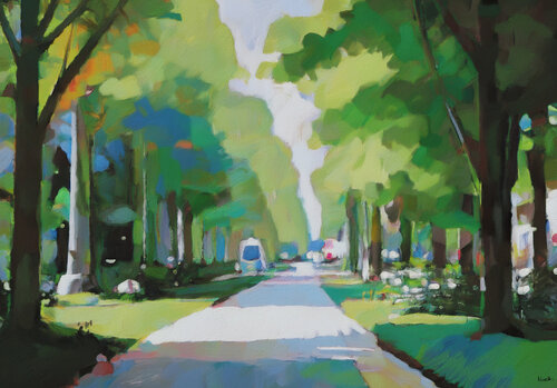 Green walk  - Landschaft by Maria Moretti, Painting for Sale on Singulart