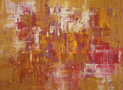 Abstraction en ocre van Maria Moretti, Schilderij te koop op Singulart