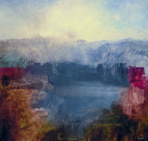 Hidden sea - oil painting landscape by Maria Moretti, Painting for Sale on Singulart