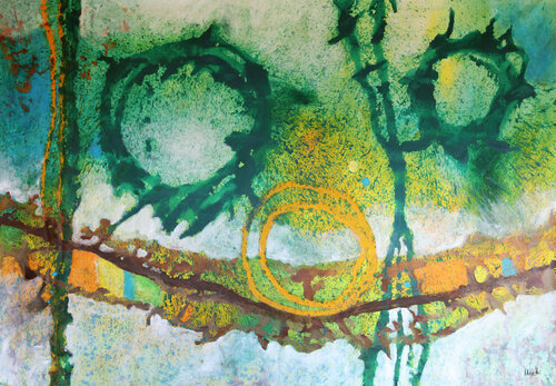 Green dreams par Maria Moretti, Peinture en vente sur Singulart
