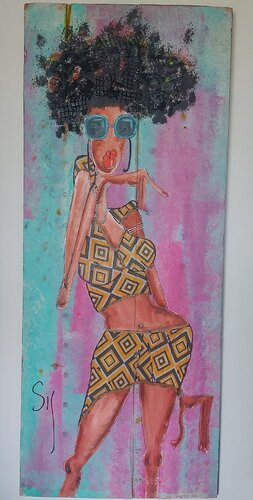 Afro Pink by Sig, 회화 for Sale on Singulart