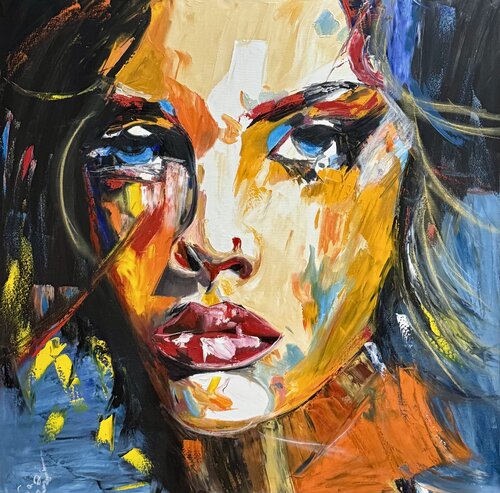 Beauty queen original oil painting on canvas von Sabina Nealon, Malerei kaufen auf Singulart