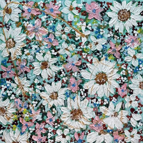 Daisies and other flowers di Sabina Nealon, Pittura in vendita su Singulart