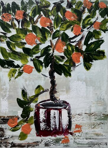 Orange Tree Abstract Contemporary Oil Painting  80x60cm van Sabina Nealon, Schilderij te koop op Singulart