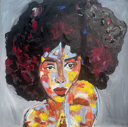 Beauty Queen original abstract oil painting di Sabina Nealon, Pittura in vendita su Singulart