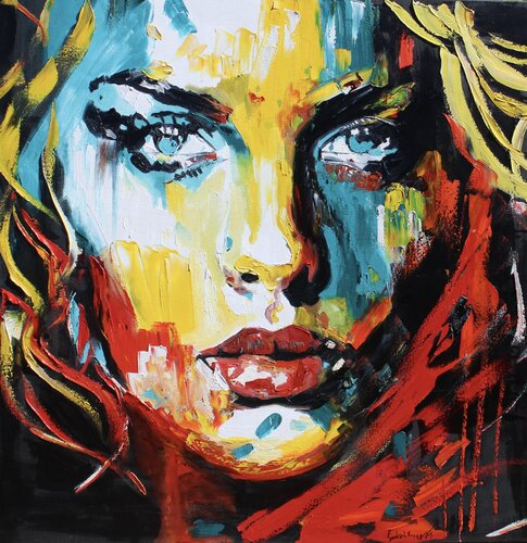 Queen 100 x 100cm original oil painting di Sabina Nealon, Pittura in vendita su Singulart