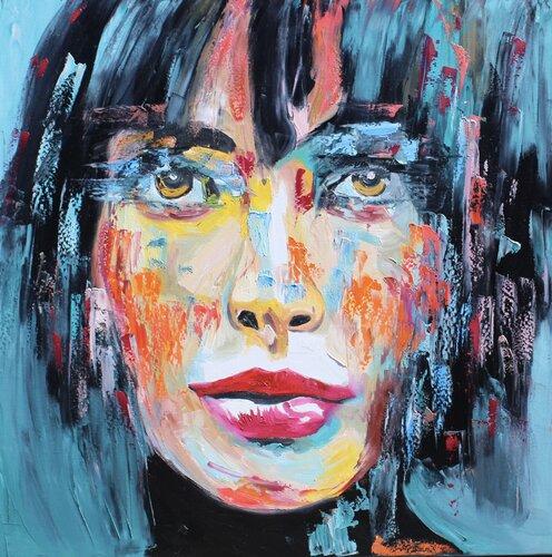 Tranquility original oil painting on canvas 100 x 100cm di Sabina Nealon, Pittura in vendita su Singulart