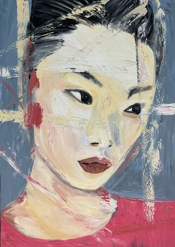 Original oil painting ‘love to read’ von Sabina Nealon, Malerei kaufen auf Singulart