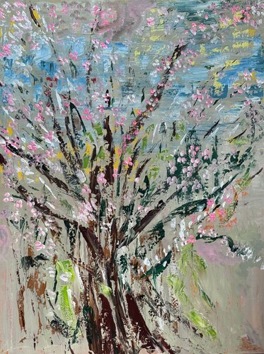 Cherry Blossom original oil painting di Sabina Nealon, Pittura in vendita su Singulart