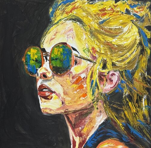 Blondie originally oil painting of woman’s Portrait de Sabina Nealon, Pintura a la venta en Singulart