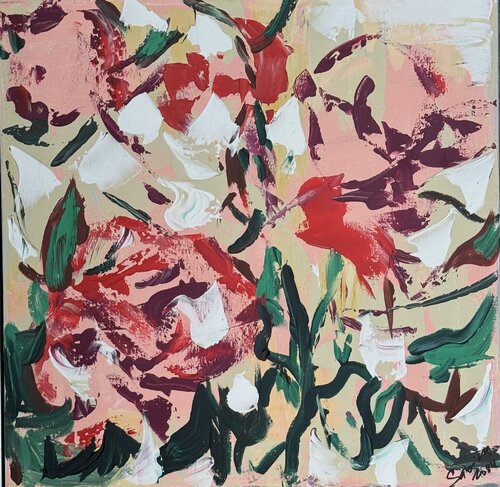 Red roses botanical di Sabina Nealon, Pittura in vendita su Singulart