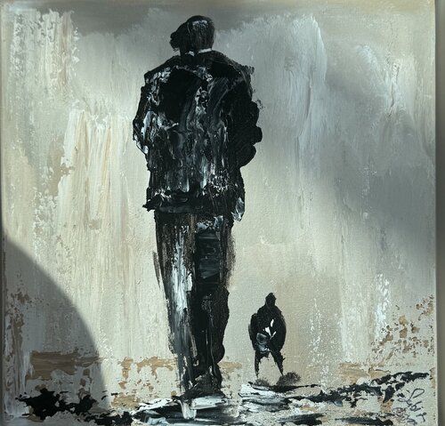 Pals (Dog and a Man) di Sabina Nealon, Pittura in vendita su Singulart