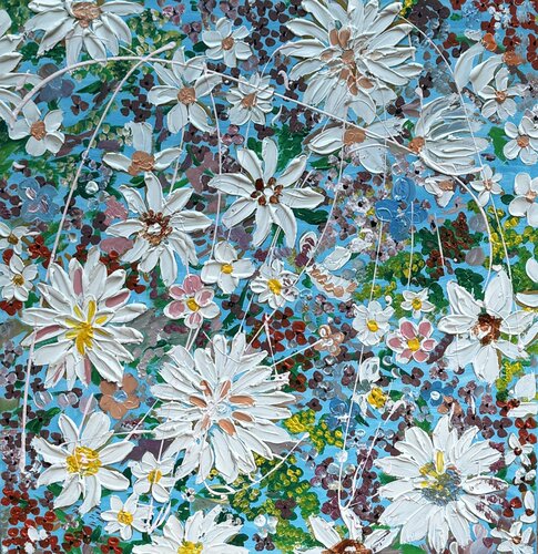 Daisies and summer flowers di Sabina Nealon, Pittura in vendita su Singulart