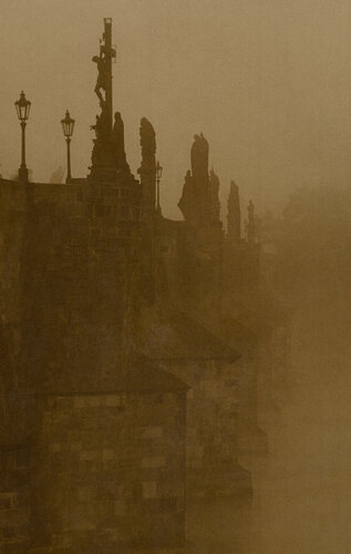 Silent Prague - Charles Bridge (8), digital copy of the silver gelatin print from 1970s di Marek Boguszak, Fotografia in vendita su Singulart