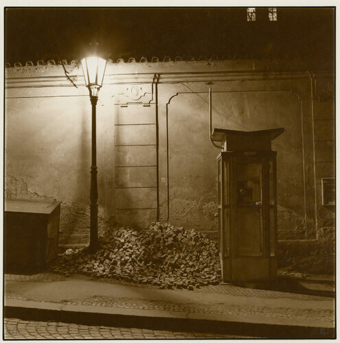 Vintage Prague - Lamp and Phone, unique original silver gelatin print from 1970s von Marek Boguszak, Fotografie kaufen auf Singulart