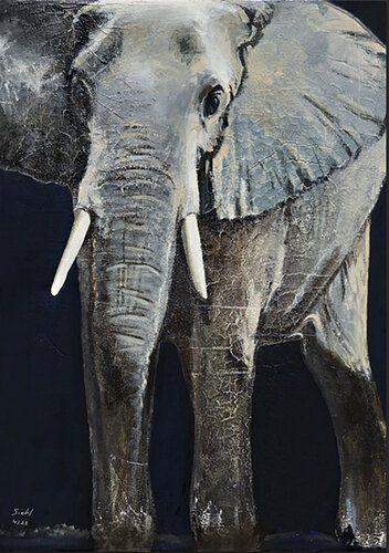 The Big Elephant di Brigitte Siehl, Pittura in vendita su Singulart