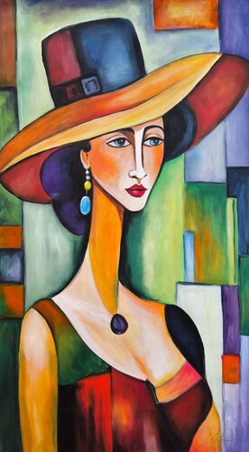 Delicate lady with emerald van Denis Mihai, Schilderij te koop op Singulart