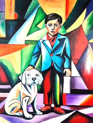 Only a boy and his dog van Denis Mihai, Schilderij te koop op Singulart