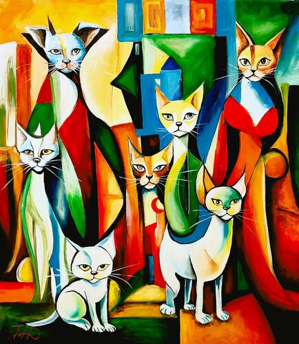 Cats van Denis Mihai, Schilderij te koop op Singulart