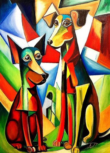 Happy dogs van Denis Mihai, Schilderij te koop op Singulart
