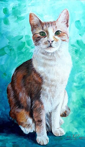 Luna-sweet cat portrait van Denis Mihai, Schilderij te koop op Singulart