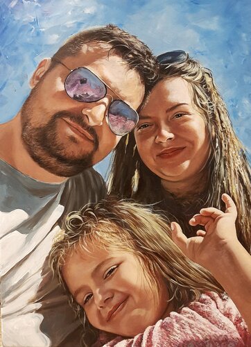 Happy family-portrait of a happy family van Denis Mihai, Schilderij te koop op Singulart