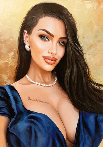 Sensual beauty-portrait of a young and beauty lady van Denis Mihai, Schilderij te koop op Singulart