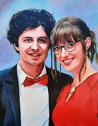 Engaged young people-portrait van Denis Mihai, Schilderij te koop op Singulart