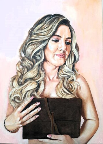 Lady with the red hat-portrait van Denis Mihai, Schilderij te koop op Singulart