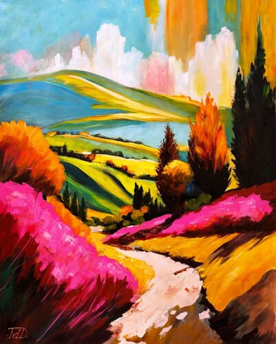 Pink Valley van Denis Mihai, Schilderij te koop op Singulart