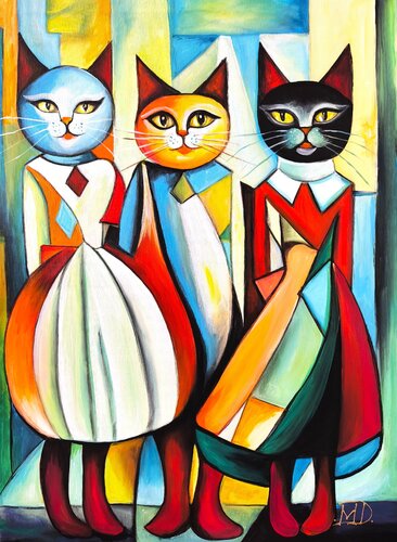 Fancy cats van Denis Mihai, Schilderij te koop op Singulart