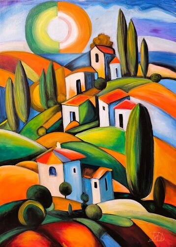 New sun in Toscana van Denis Mihai, Schilderij te koop op Singulart