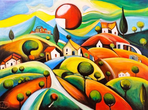 Red sun 3/4 de Denis Mihai, Pintura a la venta en Singulart