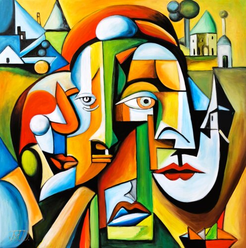 Many faces van Denis Mihai, Schilderij te koop op Singulart