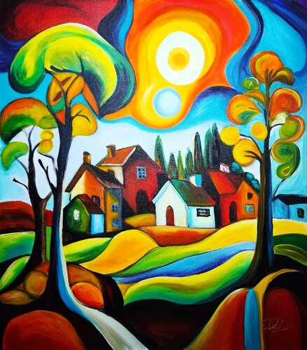 Dreamy village van Denis Mihai, Schilderij te koop op Singulart