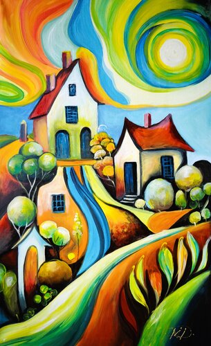 The house in the story van Denis Mihai, Schilderij te koop op Singulart