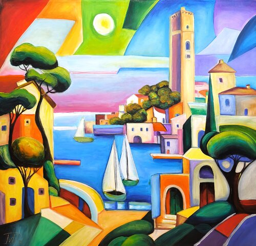 Pleasure of life-Saint Tropez van Denis Mihai, Schilderij te koop op Singulart