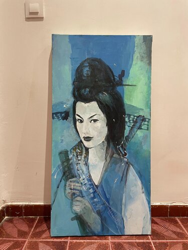 Blue Katanas van Roman Gegansha Gvarliani, Schilderij te koop op Singulart