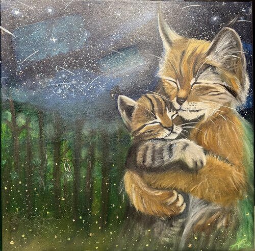 Lynx Love - Wild Family of the Woods von Ann-Christin Brune, Malerei kaufen auf Singulart