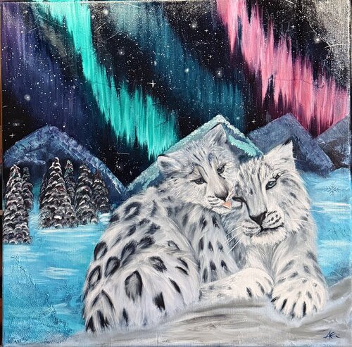 Purr in the Snow - Wild Family of the Cold von Ann-Christin Brune, Malerei kaufen auf Singulart