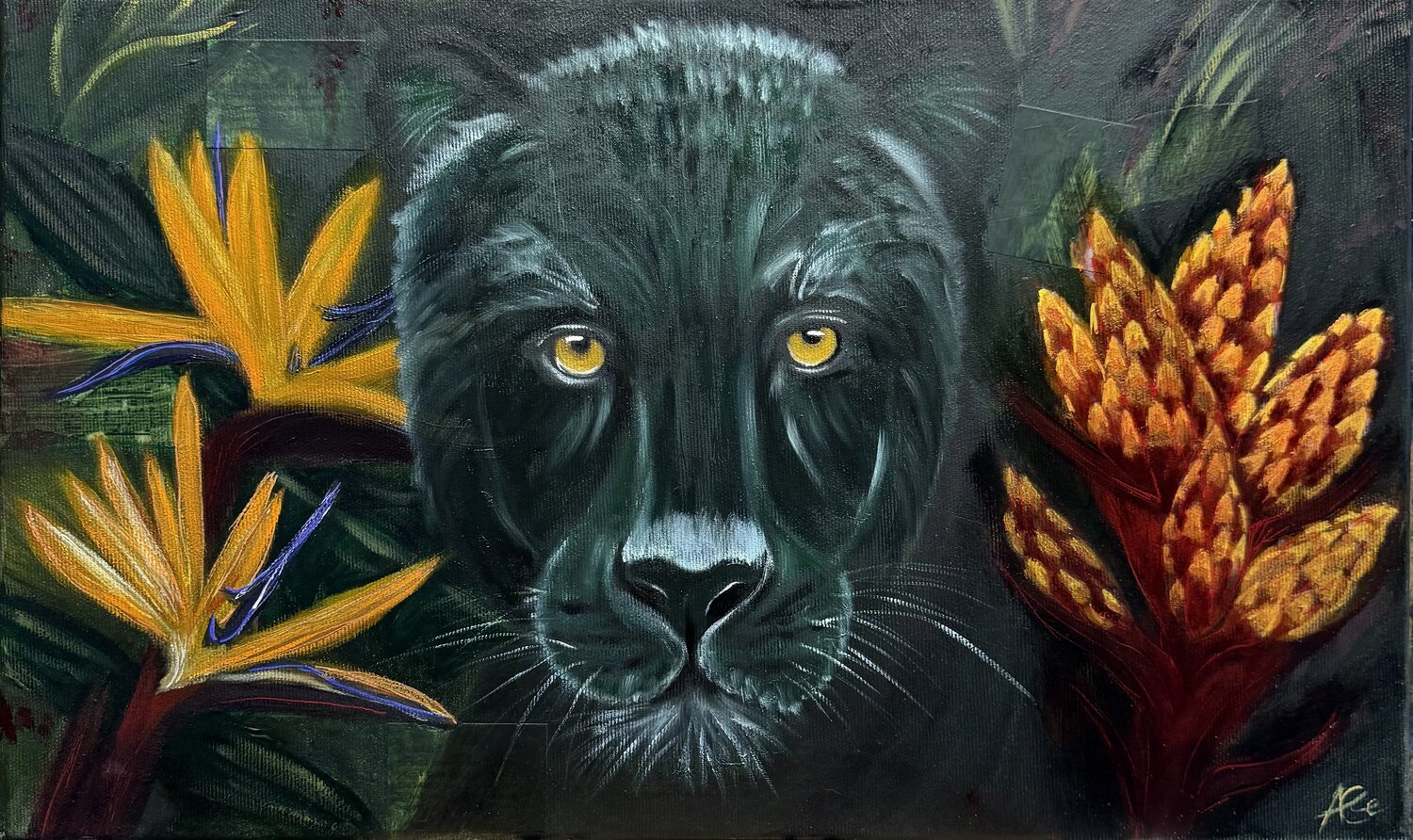 Eyes of the Jungle Ann-Christin Brune Originalgemälde zu verkaufen