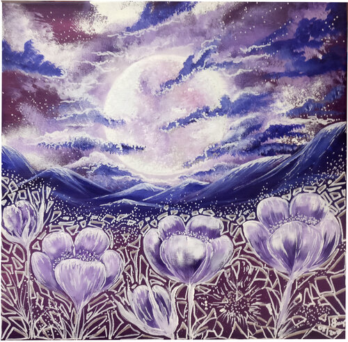 Crocuses valley von Elena Ginsburg, Malerei kaufen auf Singulart