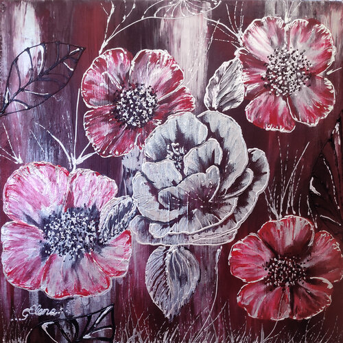 Expression in red, black & silver von Elena Ginsburg, Malerei kaufen auf Singulart