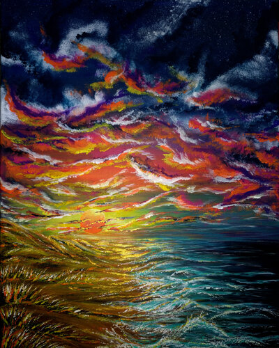 And fire in the sky von Elena Ginsburg, Malerei kaufen auf Singulart